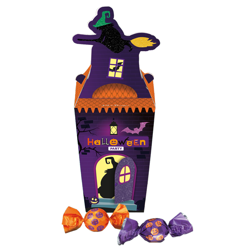 Domek Halloween plněný bonbóny