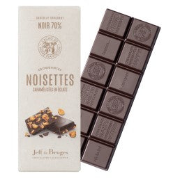 Tabulková čokoláda hořká 70 % lískooříšková náplň