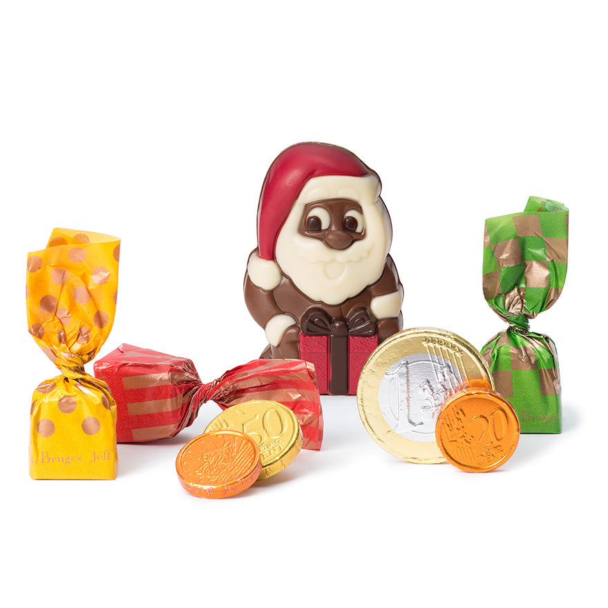 Figurka Santa s dárkem 40g a čokoládou 35 g
