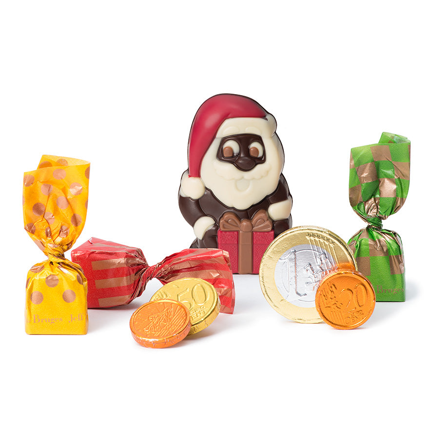 Figurka Santa s dárkem 40g a čokoládou 35 g